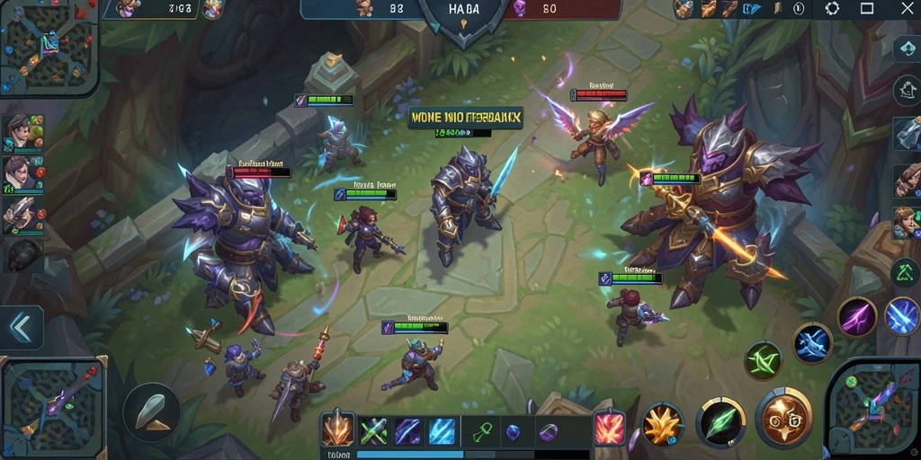 Tampilan gameplay seru di HARAPJP dengan pertarungan tim yang intens.
