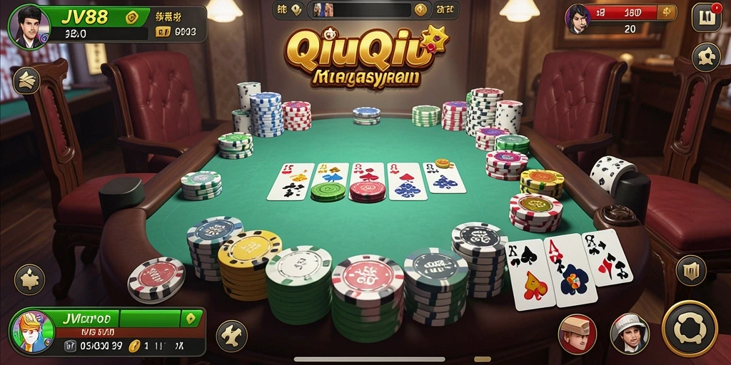 Tampilan gameplay seru JV88 dalam permainan QiuQiu.